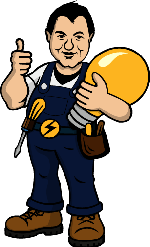 Elektrotechnik Conzelmann Logo mit Elektriker-Illustration – von Elektroinstallationen, bis zu Photovoltaik-Service in Albstadt und Umgebung